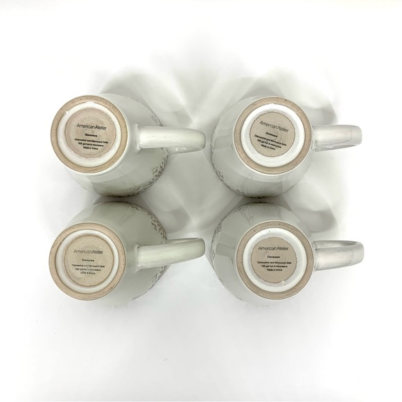 American Atelier Granada Set Of Four Stoneware Mugs Glazed Ceramic - Picture 7 of 16